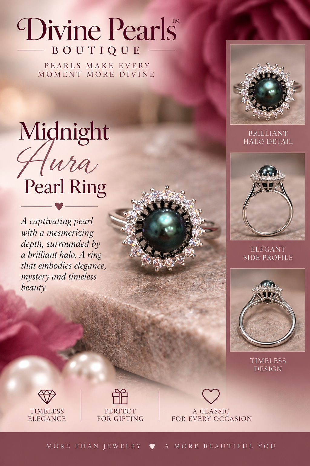Midnight Aurora Sparkle Pearl Ring