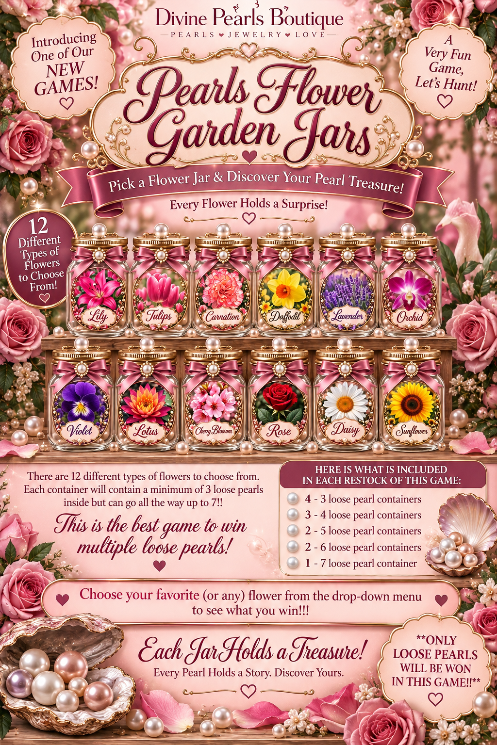 Pearls Flower Garden Jars
