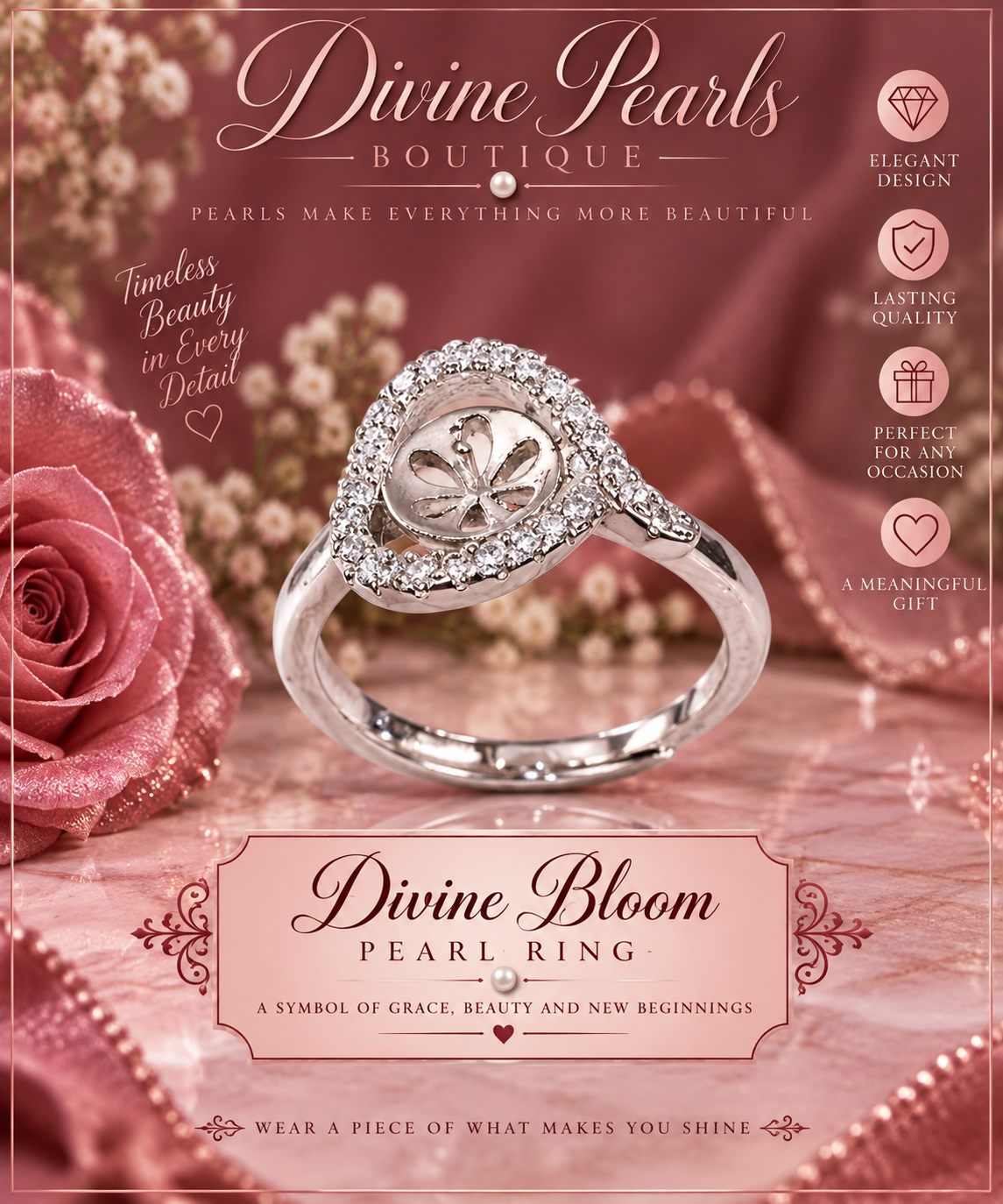 Divine Bloom Pearl Ring