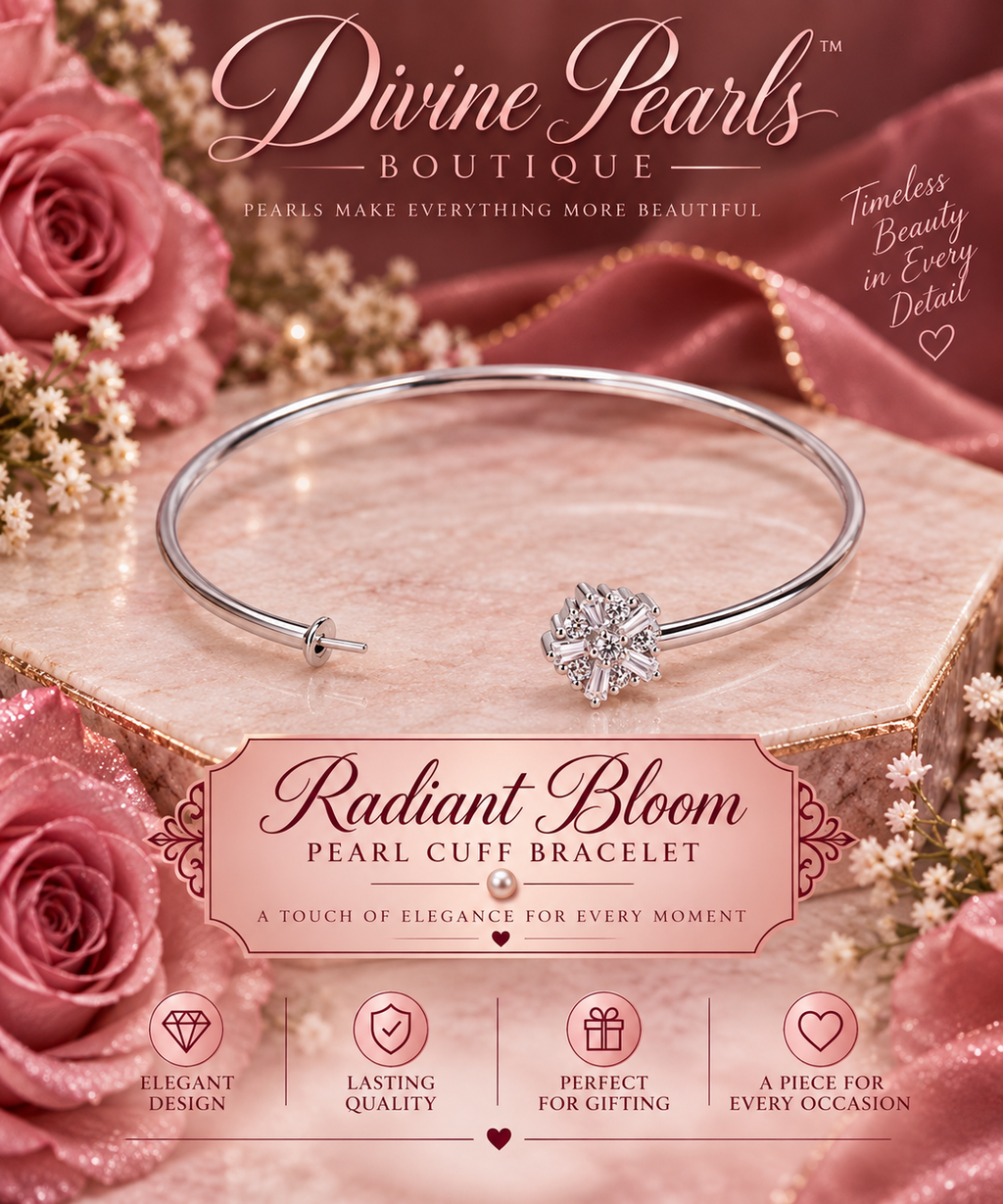 Radiant Bloom Pearl Cuff Bracelet